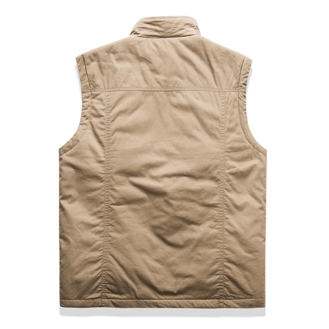 Men's Multi-Pocket Outdoor Fishing Vest Polyester Stand Collar Zipper Casual Gilet For Photography Hunting Work