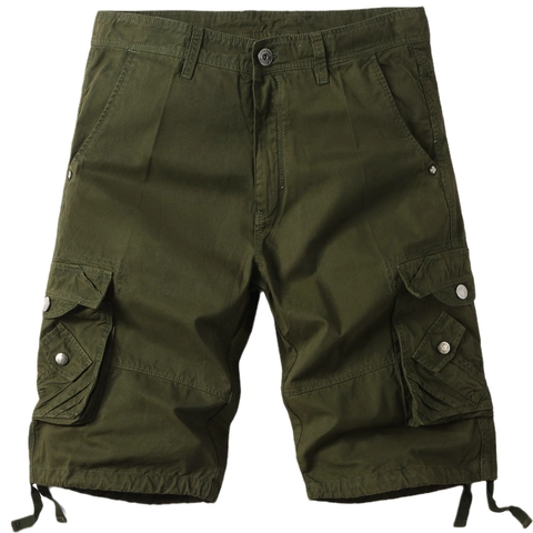 Men's Cargo Shorts Multi-Pocket Cotton Twill Outdoor Casual Tactical Military Shorts With Drawstring Camo Solid Color Shorts For Men