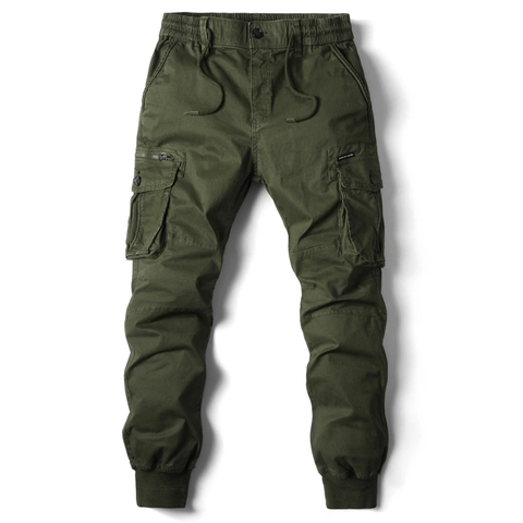 Men's Casual Cargo Jogger Pants Multi-Pocket Cotton Blend Drawstring Elastic Waist Straight Leg Fashion Trousers For Autumn Winter