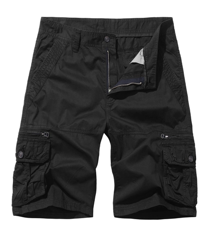 Men Casual Cargo Shorts Multi Pocket Cotton Blend Summer Loose Fit Outdoor Beach Solid Color Knee Length Tactical Shorts