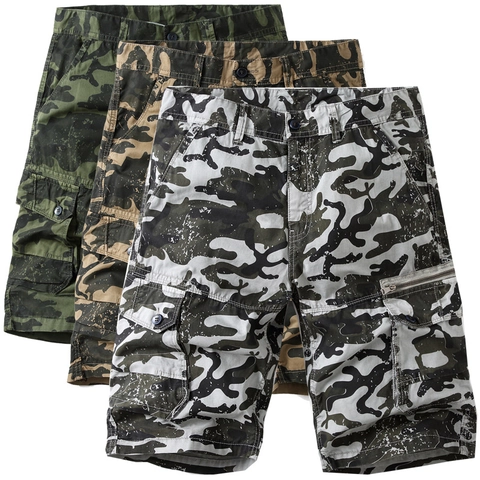 Men's Cargo Camouflage Shorts Cotton Blend Multi Pocket Outdoor Casual Summer Beach Five Point Loose Pants