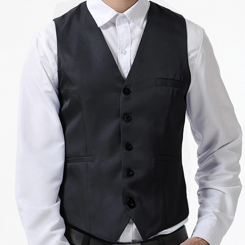 Men Business Suit Vest Cotton Blend V-Neck Single Breasted Waistcoat For Wedding Banquet Formal Slim Fit Sleeveless Jacket Top