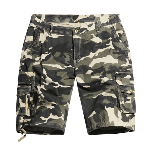 Men Camouflage Cargo Shorts Cotton Multi Pocket Casual Outdoor Beach Straight Leg Bottoms Plus Size Work Shorts