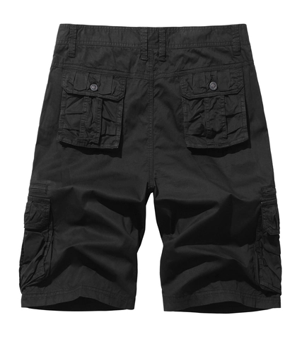 Men Casual Cargo Shorts Multi Pocket Cotton Blend Summer Loose Fit Outdoor Beach Solid Color Knee Length Tactical Shorts