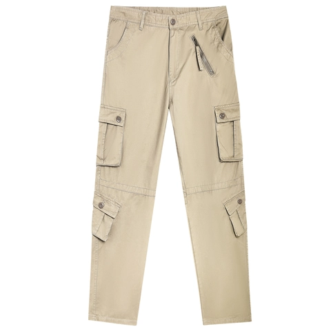 Men's Cargo Pants Multi Pocket Solid Color Straight Leg Outdoor Casual Long Trousers Cotton Blend Work Wear For Men