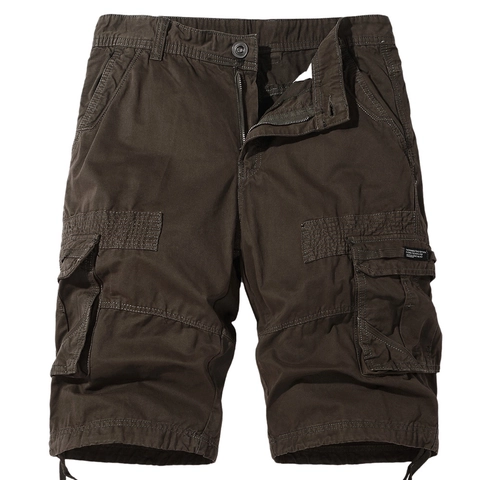 Pantaloncini Cargo in Cotone da Uomo Tasche Multiple Orlo con Coulisse Casual All'aperto Vestibilità Larga Pantaloni Estivi
