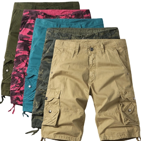 Men Outdoor Cargo Shorts Multi Pocket Casual Cotton Twill Summer Shorts Durable Camouflage Five Point Shorts For Men