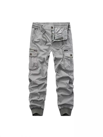 Men's Cotton Cargo Jogger Pants Multi Pocket Elastic Drawstring Waist Outdoor Casual Streetwear Trousers For Men