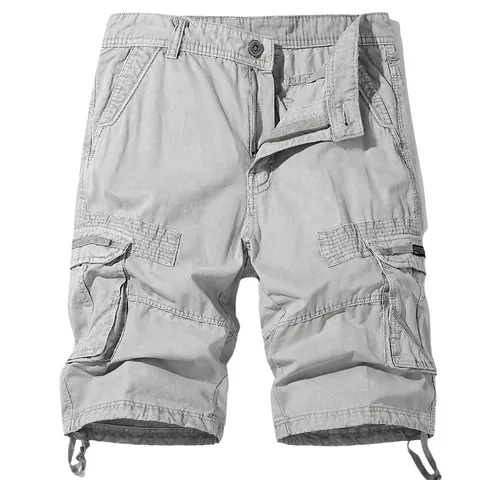 Men Cargo Shorts Cotton Multi-Pocket Summer Beach Casual Drawstring Work Shorts For Men Outdoor Relaxed Fit Bottoms