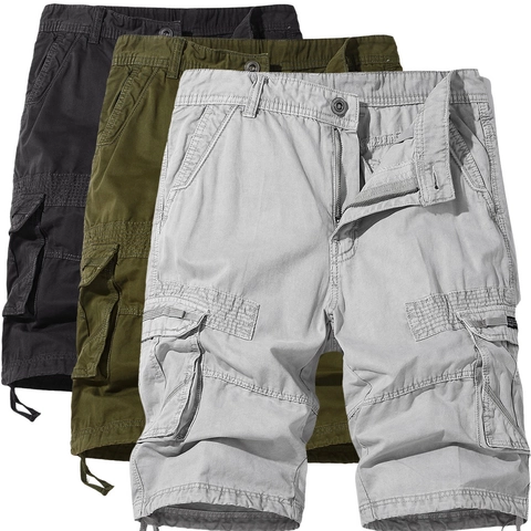 Pantaloncini Cargo da Uomo in Misto Cotone Multi Tasche Coulisse sull'Orlo Estivi Casual All'aperto Gamba Dritta Pantaloncini da Lavoro