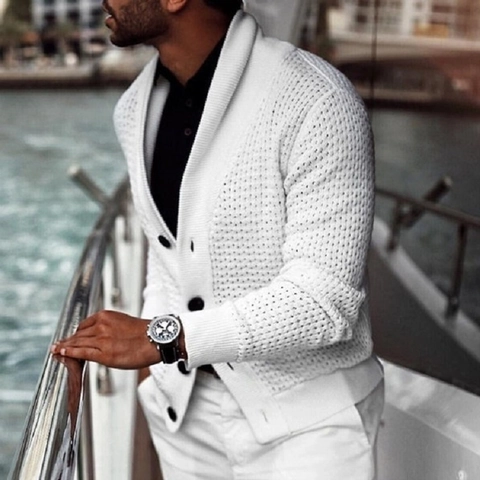 Herren Strickjacke Pullover Schalkragen Waffelstruktur Langarm Casual Dicke Wintermantel Große Größen Für Herren Tops