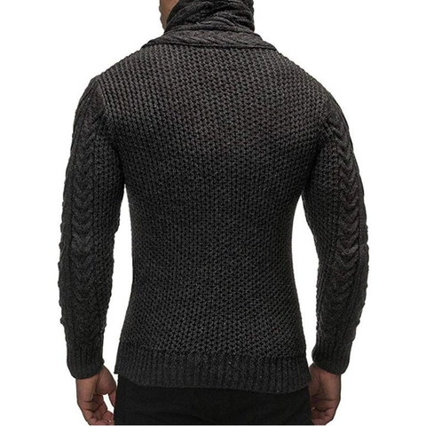 Herren Zopfmuster Strickjacke Hoher Kragen Knebelknopf Einreihig Warm Langarm Slim Fit Winter Herbst Casual Pullover