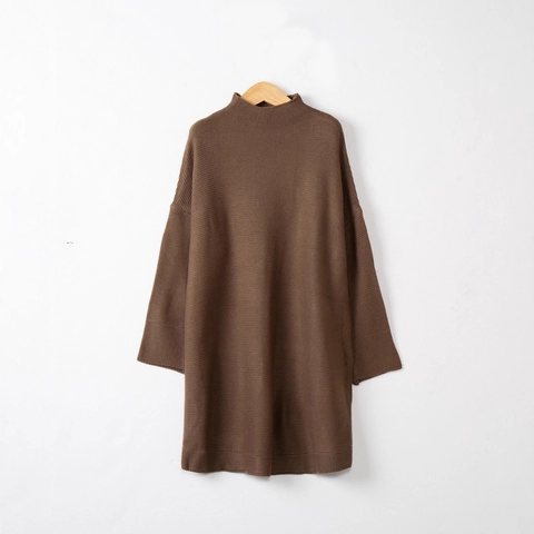 Abito in Maglia da Donna con Collo a Lupetto e Maniche Lunghe Oversize Tinta Unita Caldo Pullover Invernale Autunnale