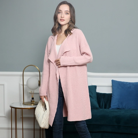Damen Lange Strickjacke Mantel Revers Offene Vorderseite Gerippter Übergroßer Pullover Strickwaren Weich Warm Lässig Herbst Winter