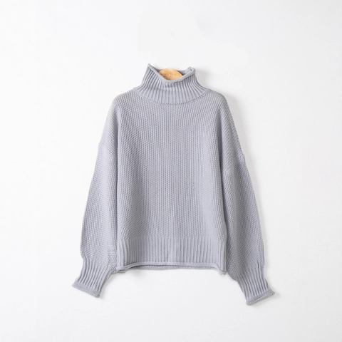 Maglione Dolcevita Oversize da Donna Pullover a Maglia Grossa a Manica Lunga in Acrilico Casual Largo Autunno Inverno