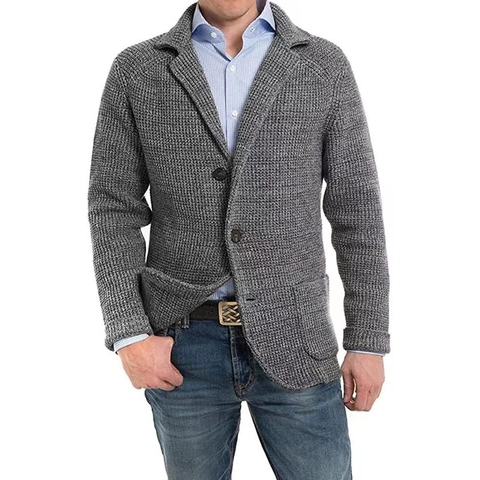 Men Casual Knit Cardigan Sweater Stand Collar Long Sleeve Waffle Knit Warm Fashion Cardigan Jacket Outerwear For Men