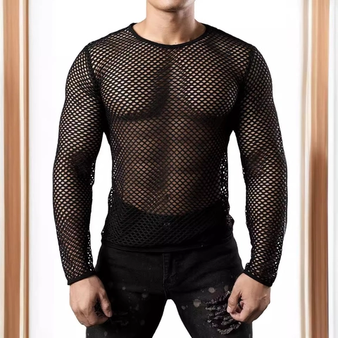Damen Sommer Hohl Netz Langarm Oberteil Atmungsaktiv Rundhalsausschnitt Locker Übergröße Pullover Mode T-Shirt