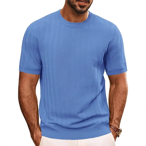 Ανδρικό Καλοκαιρινό Πλεκτό T-shirt Κοντό Μανίκι Στρογγυλή Λαιμόκοψη Σχήμα V Ρετρό Casual Πολυεστέρας Top Urban Fashion