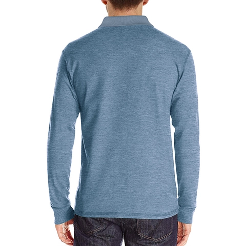 Polo da Uomo Casual a Manica Lunga in Misto Cotone Colletto Rovesciato Tinta Unita Con Tasca sul Petto Moda Quotidiana