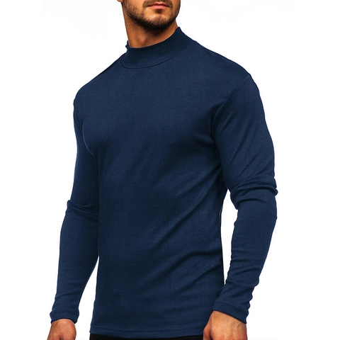 Herren Mock Neck Langarm T-Shirt Winter Dicke Dralon Polyester Spandex Unterziehshirt Slim Fit Einfarbig Thermounterwäsche Oberteil Für Herren