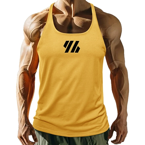 Canotta Stringer da Fitness per Uomo in Misto Cotone Dorso a Y Canottiera Sportiva per Bodybuilding Allenamento Muscolare