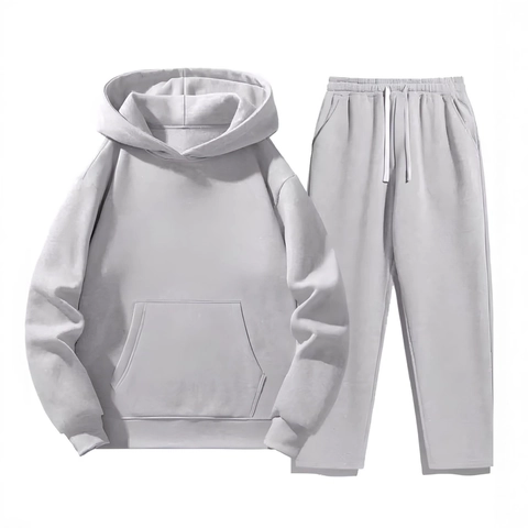 Men Casual Hoodie Top And Matching Sweatpants Polyester Long Sleeve Tracksuit For Autumn Winter Comfortable Daily Wear