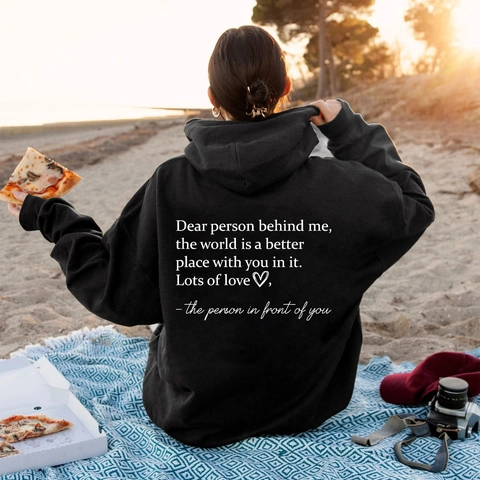 Felpa Con Cappuccio Con Stampa Lettera Dear Person Behind Me Oversize Spalla Cadente Maglione Da Donna Streetwear Casual Top