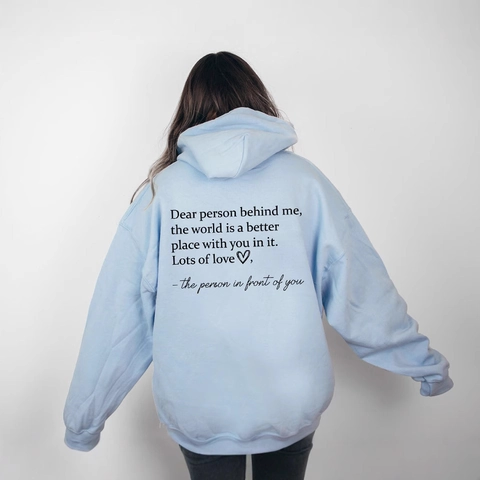 Felpa Con Cappuccio Con Stampa Lettera Dear Person Behind Me Oversize Spalla Cadente Maglione Da Donna Streetwear Casual Top