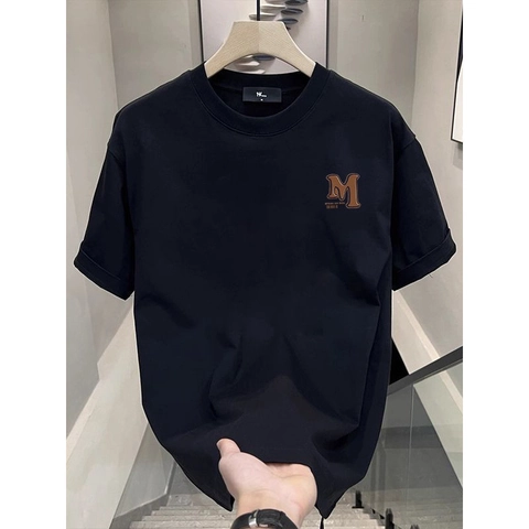 T-Shirt Homme Col Rond Manches Courtes Pur Coton Coupe Ample Respirant Top Américain High Street Rétro Décontracté Vêtements Homme