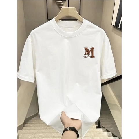 T-Shirt Homme Col Rond Manches Courtes Pur Coton Coupe Ample Respirant Top Américain High Street Rétro Décontracté Vêtements Homme
