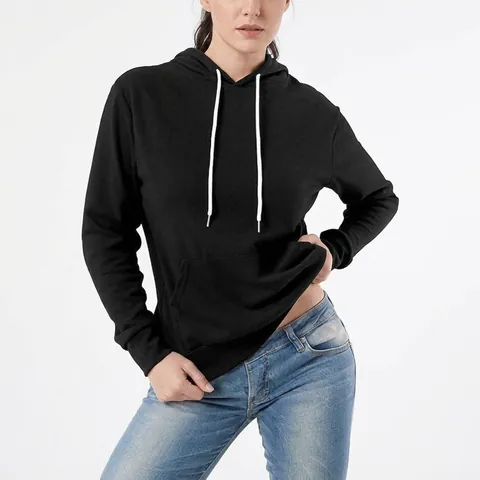 Damen Langarm Kapuzenpullover Polyester Casual Hoodie Mit Kängurutasche Kordelzug Für Den Täglichen Sport