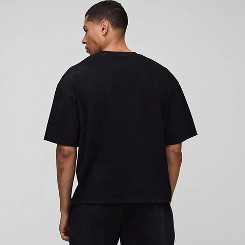 Herren Heavyweight Baumwolle T-Shirt Oversized Boxy Fit Gym Warriors Grafik Tee Drop Shoulder Rundhals Sommer Loose Top