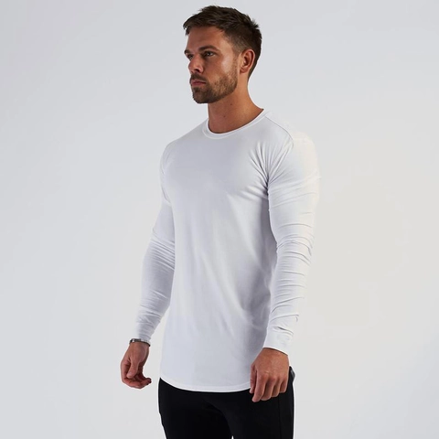 Damen Slim Fit Langarm T-Shirt Baumwolle Atmungsaktiv Sport Tee Mit Abgerundetem Saum Casual Einfarbig Base Layer Top