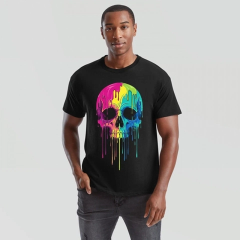 Dames Heren Katoenen T-Shirt Schedel Letter Print Ronde Hals Korte Mouw Top Losse Pasvorm Casual Dagelijkse Streetwear