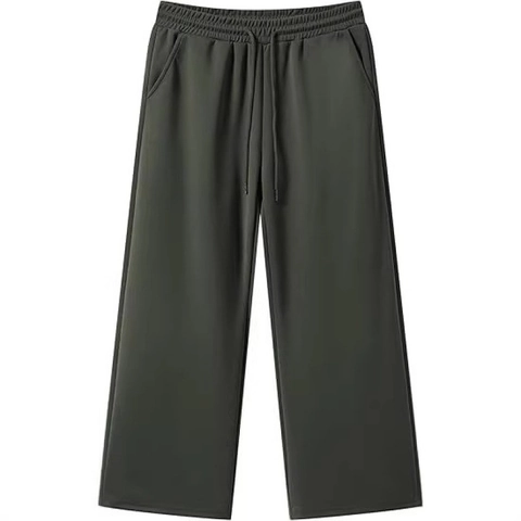 Pantaloni in Pile a Gamba Larga Casual da Uomo in Misto Poliestere Vita Elastica con Coulisse Tasche per Viaggi Sport Quotidiano Stile Ampio Pantaloni da Uomo
