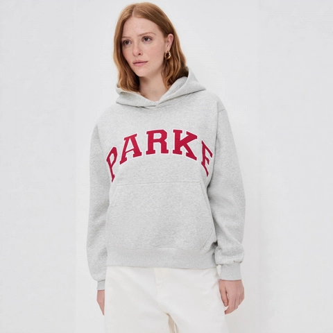Women Casual Hoodie Polyester Blend Letter Print Pullover Sweatshirt Loose Drop Shoulder Hooded Top With Kangaroo Pocket