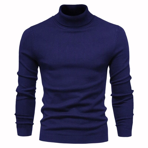 Heren Slim Fit Coltrui Gebreide Trui Katoenmix Effen Kleur Casual Lange Mouwen Pullover Voor Herfst Winter