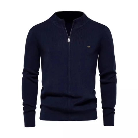 Men Knit Cardigan Sweater Full Zip Stand Collar Casual Acrylic Blend Ribbed Knitwear For Men Business Daily Warm Outerwear