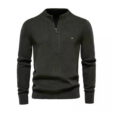 Men Knit Cardigan Sweater Full Zip Stand Collar Casual Acrylic Blend Ribbed Knitwear For Men Business Daily Warm Outerwear