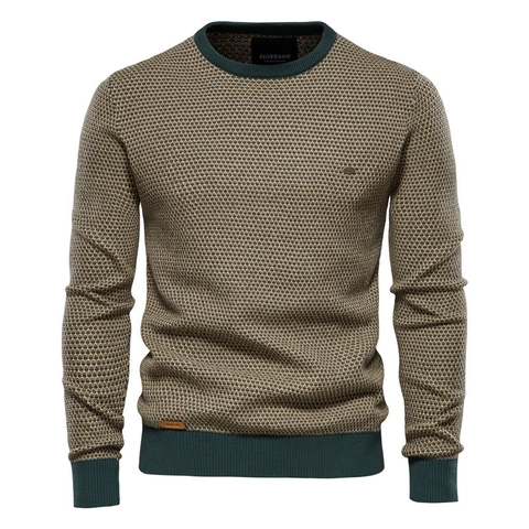 Maglione Casual da Uomo in Maglia Girocollo Manica Lunga Pullover Slim Fit Misto Cotone Trama a Nido d'Ape Caldo Top Autunno Inverno