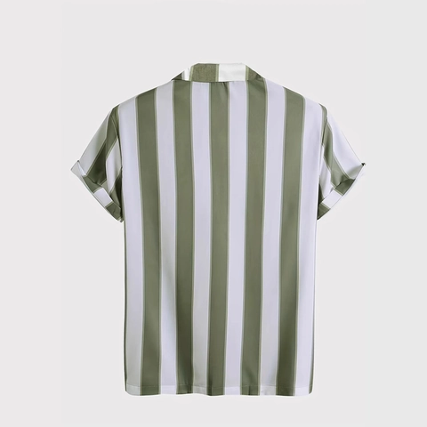 Hommes Chemise à Rayures Manches Courtes Et Short Polyester Été Plage Vacances Tenue Décontractée Vêtements Tropicaux Légers Respirants