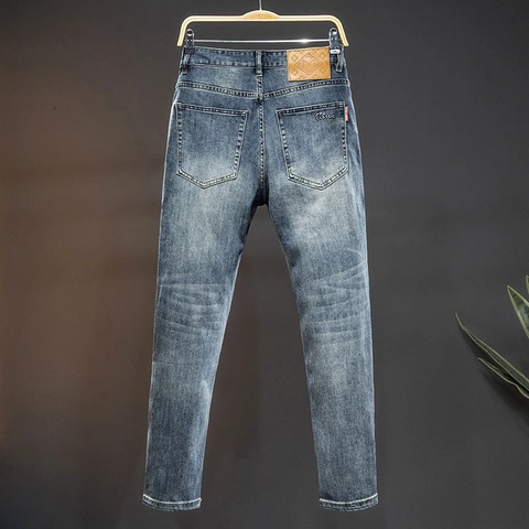 Men's Slim Fit Straight Leg Jeans Washed Denim Streetwear Cotton Blend Mid Waist Casual Long Pants For Daily Wear