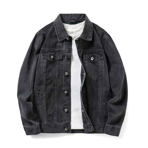 Giacca di Denim Lavato da Uomo Testa di Tigre Colorata Strass Streetwear Hip Hop Vestibilità Comoda Capispalla Casual Cotone Nero