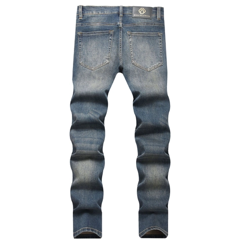 Retro Herren Slim Fit Jeans Vintage Washed Distressed Baumwollmischung Stretch Denim Hose Casual Streetwear Stil Herrenhose
