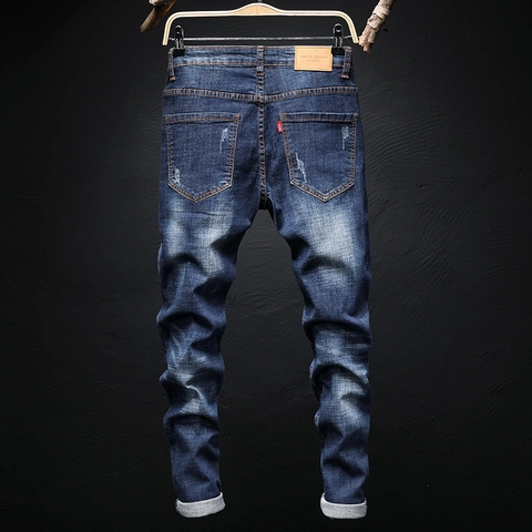 Herren Slim Fit Baumwolle Denim Jeans Mit Karpfen Und Kirschblüten Stickerei Heavy Wash Distressed Streetwear Hose