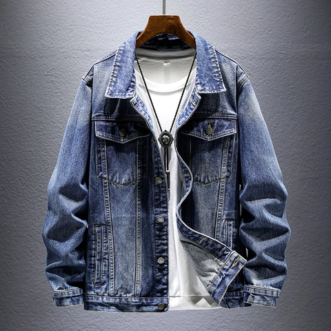 Herren Jeansjacke Vintage Gewaschene Baumwollmischung Casual Outerwear Knopfleiste Multi Taschen Mode Mantel Für Den Alltag Herren