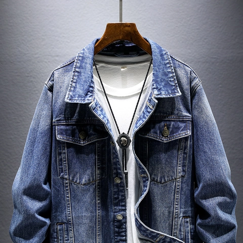 Herren Jeansjacke Vintage Gewaschene Baumwollmischung Casual Outerwear Knopfleiste Multi Taschen Mode Mantel Für Den Alltag Herren