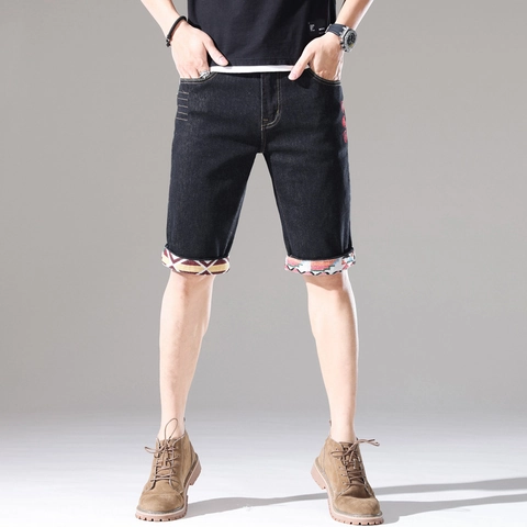 Heren Denim Shorts Geborduurd Gescheurd Katoen Middelhoge Taille Zomer Shorts Voor Casual Streetwear Heren Kleding