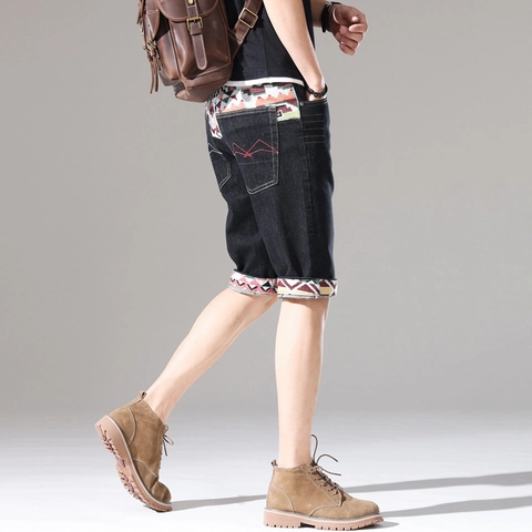 Heren Denim Shorts Geborduurd Gescheurd Katoen Middelhoge Taille Zomer Shorts Voor Casual Streetwear Heren Kleding