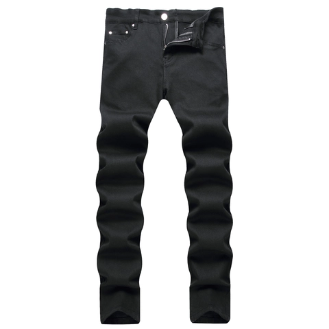 Herren Schwarz Skinny Jeans Stretch Denim Mittlere Taille Reißverschluss Slim Fit Taschen Streetwear Casual Lange Hose Für Männer